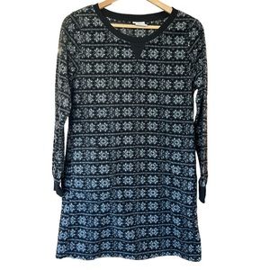 Mountains Peak Sleep-shirt, Black & white pattern Long sleeve, SZ S